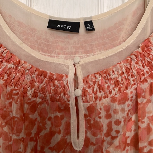Apt. 9 Short Sleeve Lined Blouse - Salmon and Ivory - Picture 2 of 11